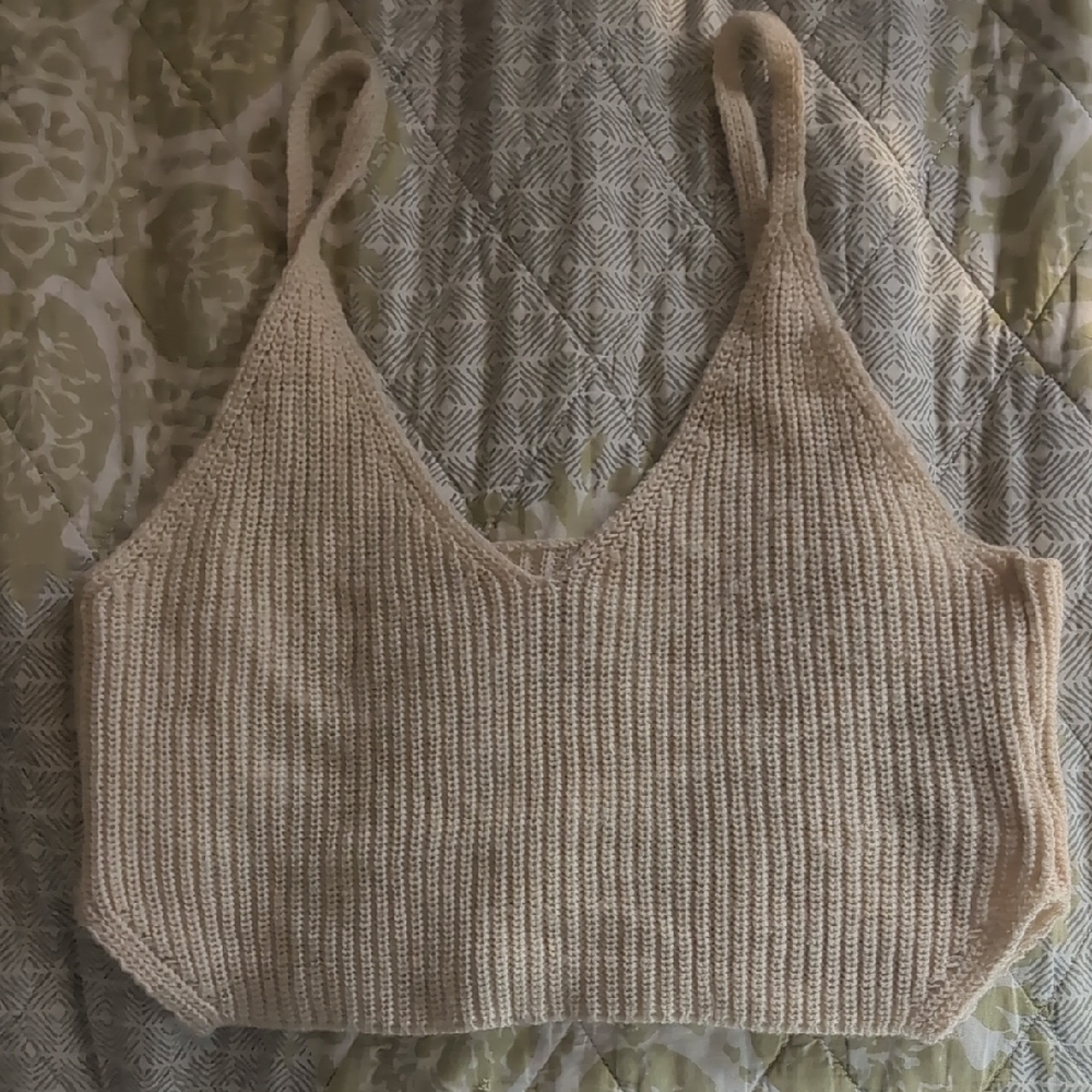Shein Beige Knit Crop Top